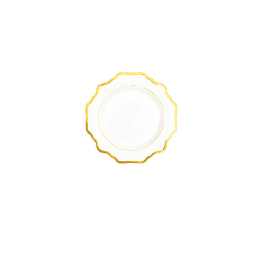 PLATO BASE BLANCO CON BORDE DORADO PEQUEÑO