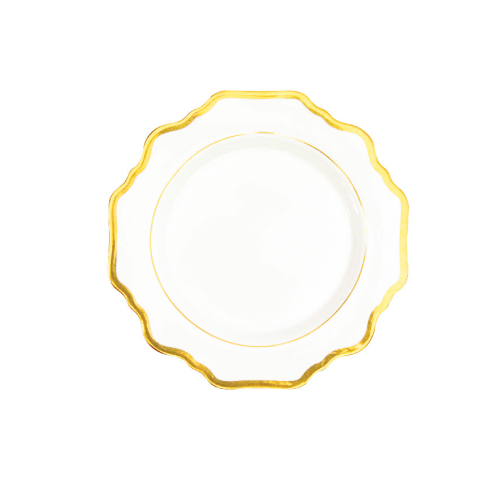 PLATO BASE BLANCO CON BORDE DORADO GRANDE
